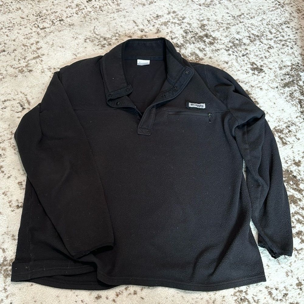 Columbia Mountain Half Zip Black Fleece Pull Over Shirt Men's L.  Jacket